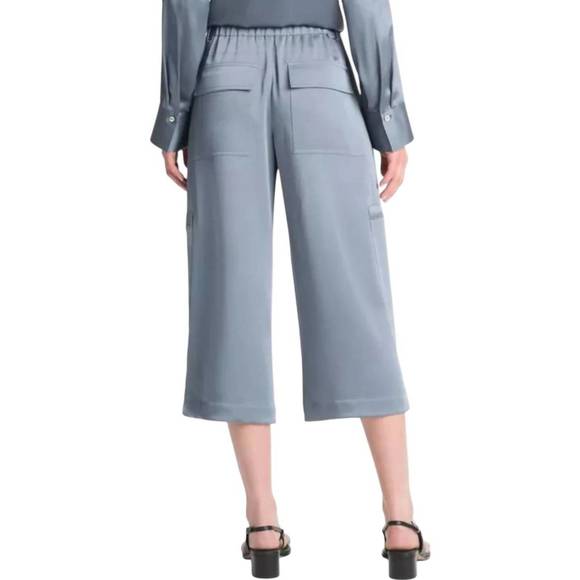 NEW VINCE low rise satin parachute crop pants in lake stone - Picture 2 of 3